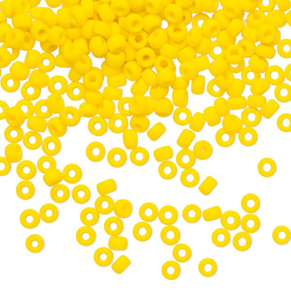 Seed bead, Miyuki, glass, pkg/250g, #8 rocaille, opaque matte canary, (RR-404DF). image number 0