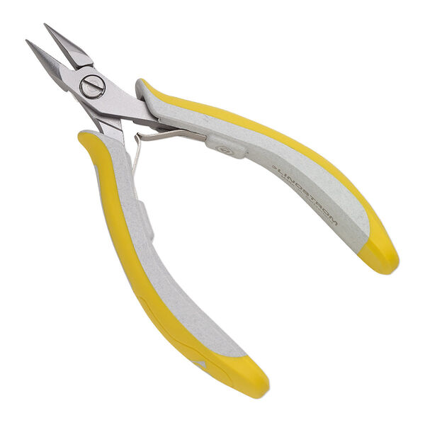 Pliers, Lindstrom® EX series, short chain-nose, chromium plastic and alloyed steel, yellow and grey, 5-1/4 inches. Sold individually. image number 0