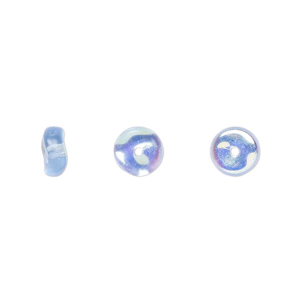Bead, Czech pressed glass, blue AB, 7x3mm rondelle. Sold per 15" to 16" strand. image number 0