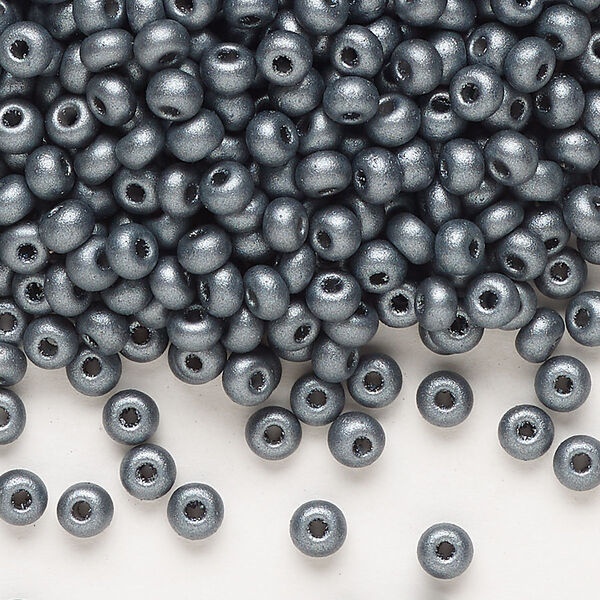 Seed bead, Preciosa Ornela Czech glass, pkg/500g, #6 rocaille, opaque PermaLux dyed black chalkwhite, (22022). image number 0