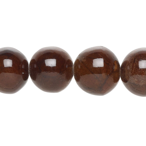 Bead, laminated leaves, brown, 14mm round. Sold per pkg of 10. image number 0
