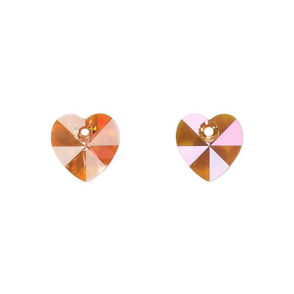 Drop 2pk crystal lava, Preciosa Czech crystal 10mm pendant heart image number 0