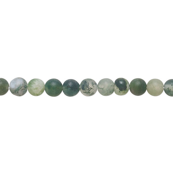 Moss agate 1pkg1, matte round bead natural 8 inch 4mm image number 0