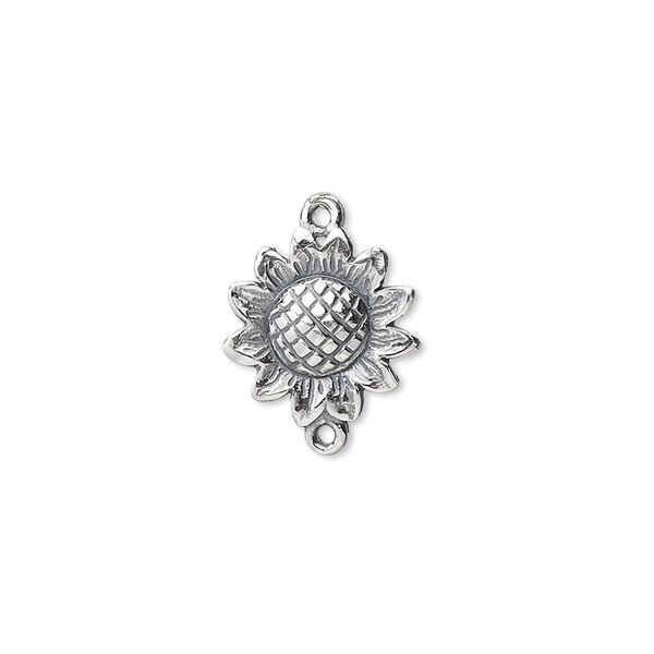 Link, JBB Findings, sterling silver, 13x13mm sunflower. Sold individually. image number 0