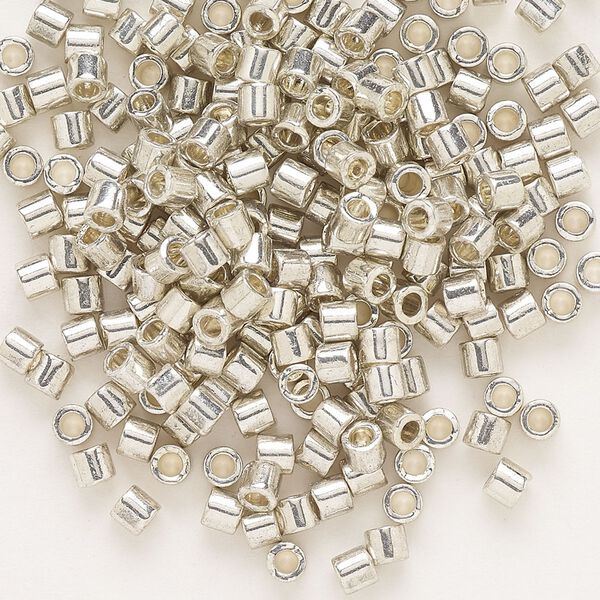 Seed bead, Delica®, glass, pkg/7.5g, #8 round, opaque galvanized silver (DBL-0035). image number 0