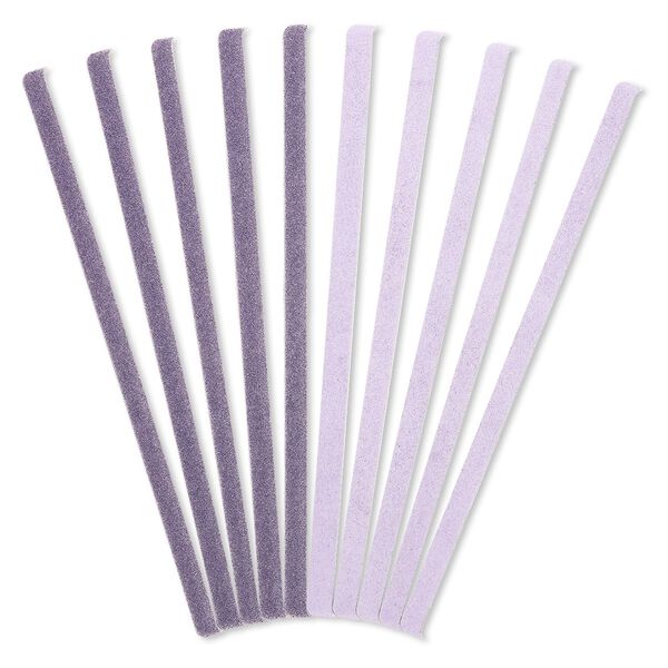 Sanding file, abrasive and foam, dark purple and light purple, 100 and 150 grit, 6-1/2 x 1/4 inch rectangle. Sold per pkg of 10. image number 0