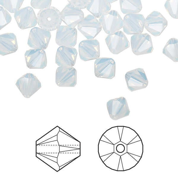 Bead 144pk white opal, Crystal Passions® 6mm bicone 5328 image number 0