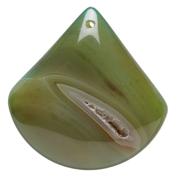 Druzy green agate 1pkg1, puffed teardrop focal 45x42mm-51x50mm image number 0
