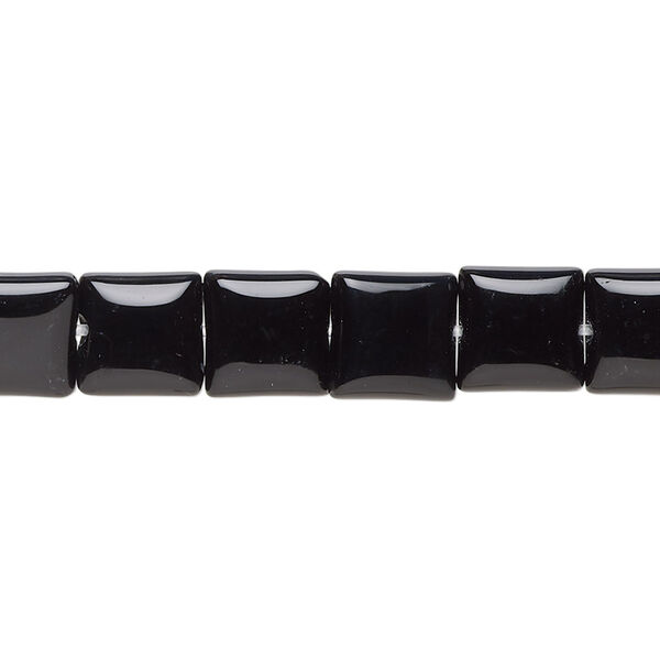 Black onyx 1pkg1, puffed square bead B grade, 15.5-16 inch 8mm image number 0
