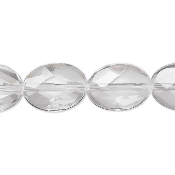 Quartz crystal 1pkg1, faceted oval bead natural 8 inch 16x12mm image number 0