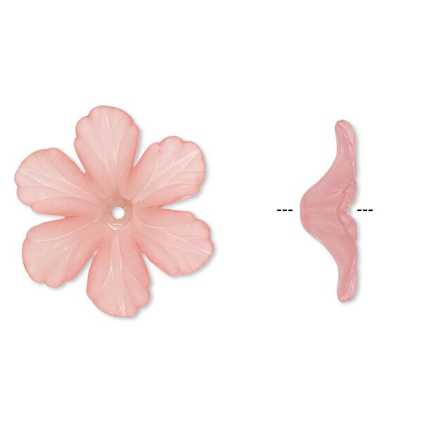 Component, acrylic, frosted pink, 32x9mm flower. Sold per pkg of 25. image number 0