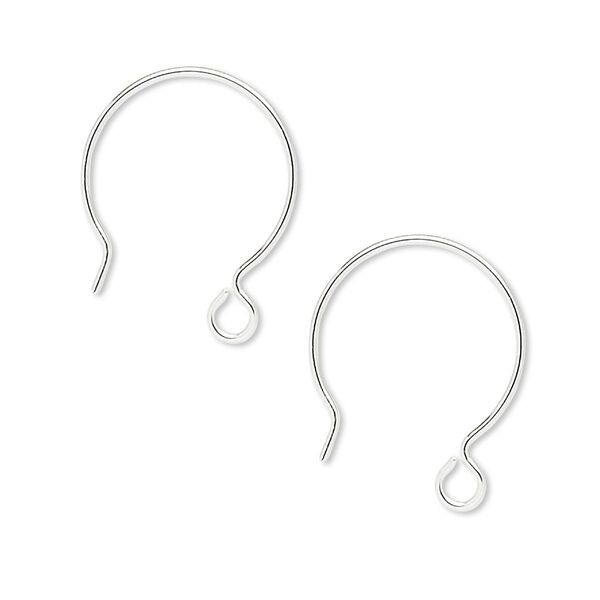 Ear wire French hook 1pkg20 sterling silver, 20mm / open loop, 21 gauge 10 pair image number 0