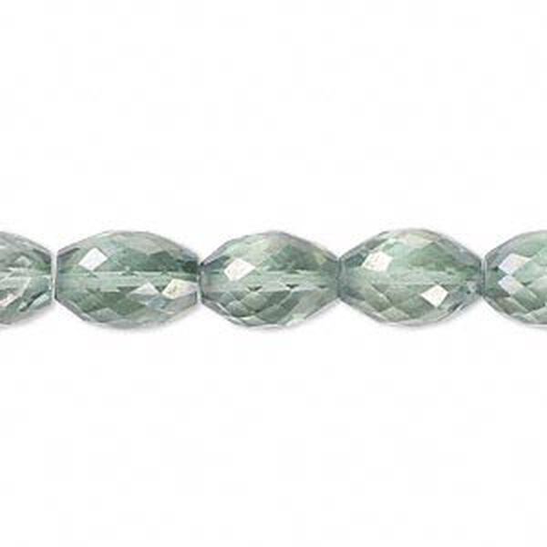 Quartz crystal 1pkg10, AB hand-cut faceted oval bead 11x8mm image number 0