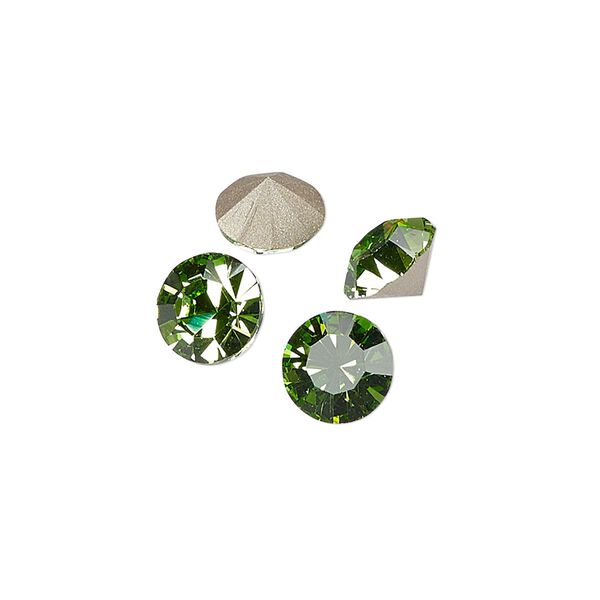 Chaton 48pk peridot foil back, Preciosa MAXIMA Czech crystal rhinestone 8.16-8.41mm 15-cut faceted round SS39 image number 0