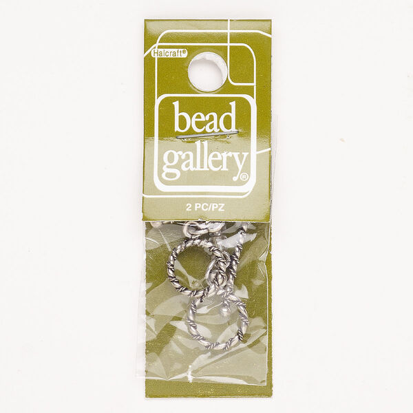 Clasp toggle "pewter" zinc-based alloy, 2pk 13mm twisted round, antique silver finish image number 0