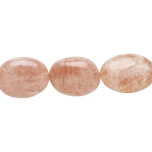 Sunstone 1pkg1, hand-cut puffed oval bead natural 8 inch 13x11mm-16x12mm image number 0