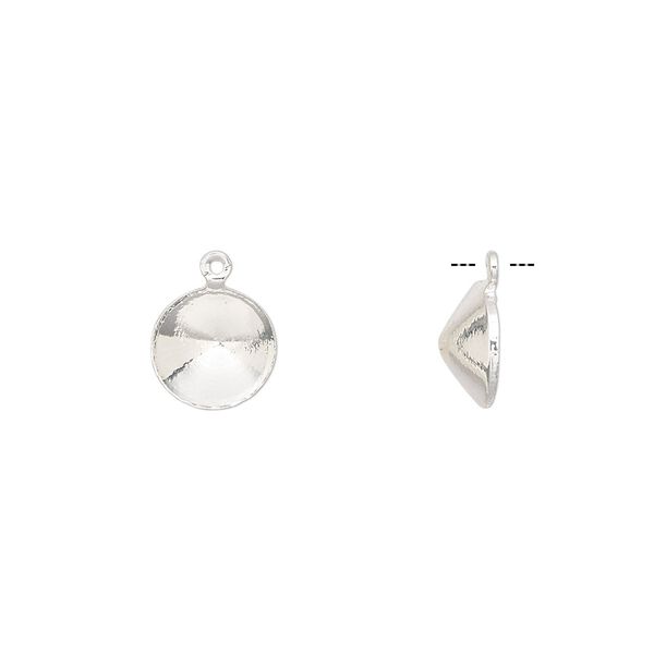 Drop, Almost Instant Jewelry®, silver-finished brass, 8.5mm with SS39 rivoli setting. Sold per pkg of 10. image number 0