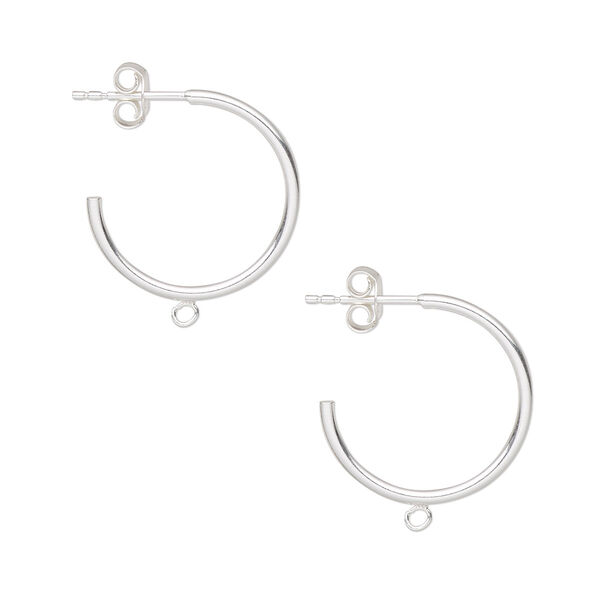 Earstud, sterling silver, 20mm hoop with closed loop. Sold per pair. image number 0