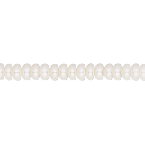 Pearl, White Lotus™, cultured freshwater (bleached), white, 4.5-5mm button, B grade, Mohs hardness 2-1/2 to 4. Sold per 15-1/2" to 16" strand. image number 0