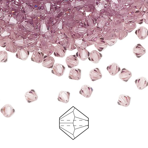 Bead 720pk light amethyst, Preciosa Czech crystal 4mm bicone image number 0