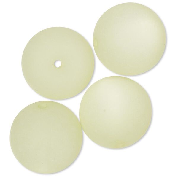 Bead, Cool Frost Resin Beads™, resin, frosted matte light green, 18mm round. Sold per pkg of 4. image number 0