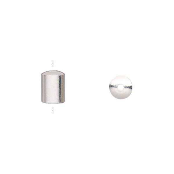 Cord end, silver-plated brass, 8x6mm with 5mm inside diameter. Sold per pkg of 100. image number 0