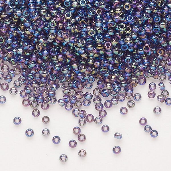 Seed bead, Dyna-Mites™, glass, pkg/1/2kg, #11 round, translucent rainbow purple, (11R 11/0 RR). image number 0