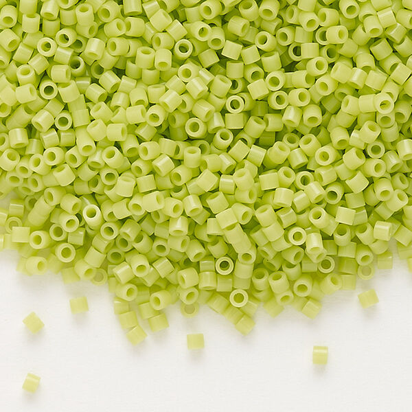 Seed bead, Delica®, glass, pkg/250g, #15 round, opaque chartreuse (DBS-0733). image number 0