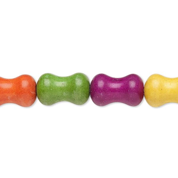 Bead, "howlite" (imitation) resin. mixed colors, 13x8mm-14x8mm peanut. Sold per 15-inch strand. image number 0