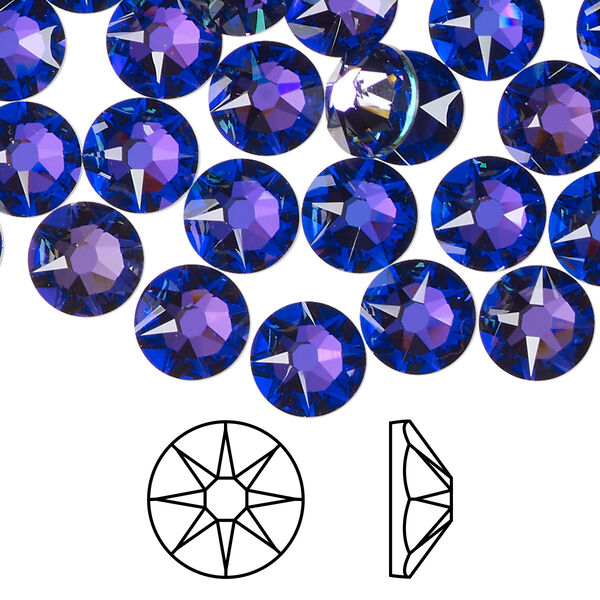 Flat back 144pk crystal heliotrope foil back, Swarovski® 8.412-8.672mm rose round SS40 2088 image number 0