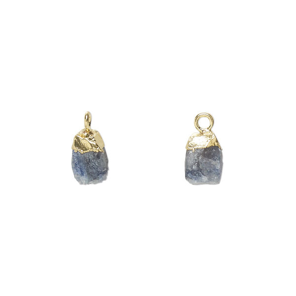 Blue sapphire 1pkg1, electrocoated gold-plated hand-cut nugget drop 8x5mm-9x7mm image number 0