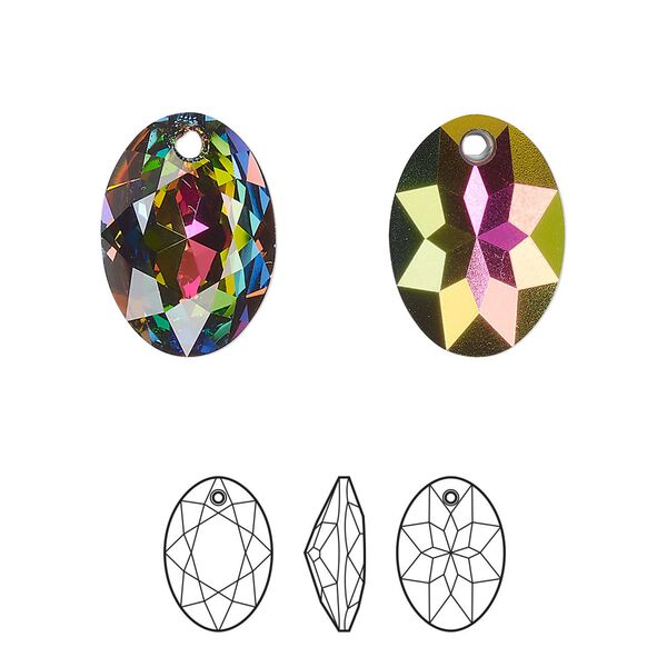 Drop 1pk crystal vitrail medium P, Crystal Passions® 16mm pendant elliptic cut 6438 image number 0