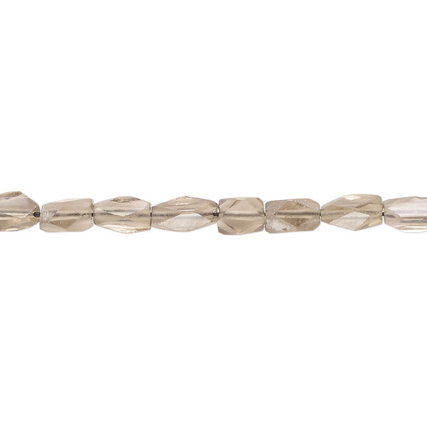 Smoky quartz 1pkg1, hand-cut faceted flat nugget bead 14 inch mini image number 0