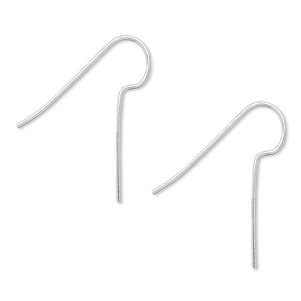 Ear wire fishhook 1pkg100 silver-plated, 24mm / 16mm shank, 22 gauge brass 50 pair image number 0