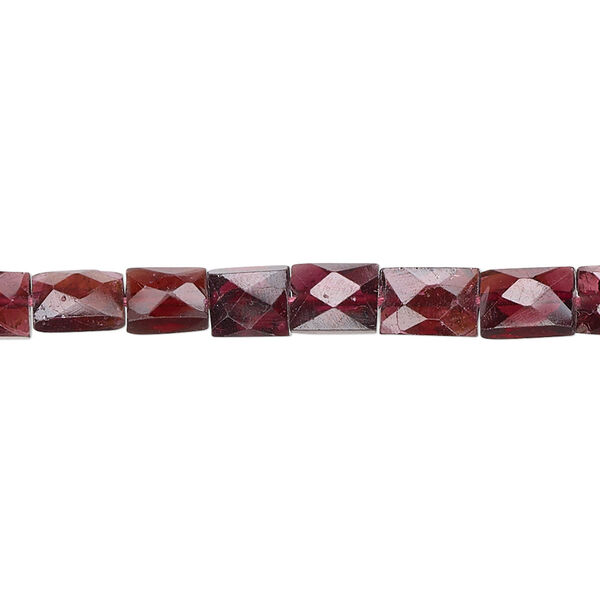 Garnet 1pkg1, hand-cut faceted puffed rectangle bead 15.5-16 inch 7x6mm image number 0