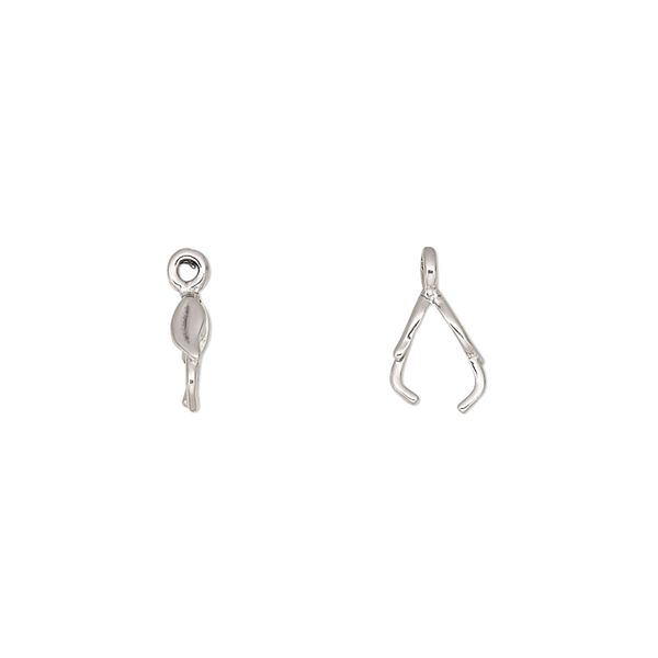 Bail, JBB Findings, ice-pick, antiqued sterling silver, 7x2mm leaf, 5mm grip length. Sold per pkg of 2. image number 0