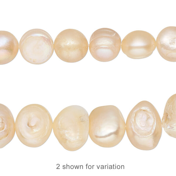Pearl, cultured freshwater, peach, 9mm semi-round, D grade, Mohs hardness 2-1/2 to 4. Sold per 15-inch strand. image number 0