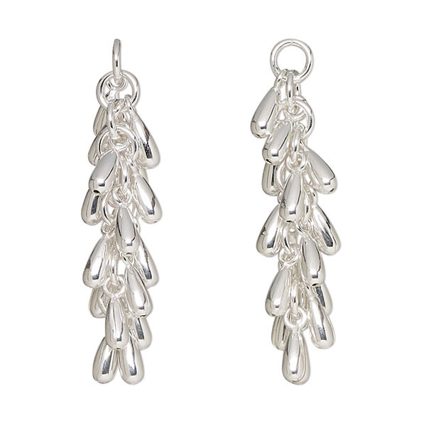 Focal, sterling silver, 33x8mm cluster teardrop. Sold individually. image number 0