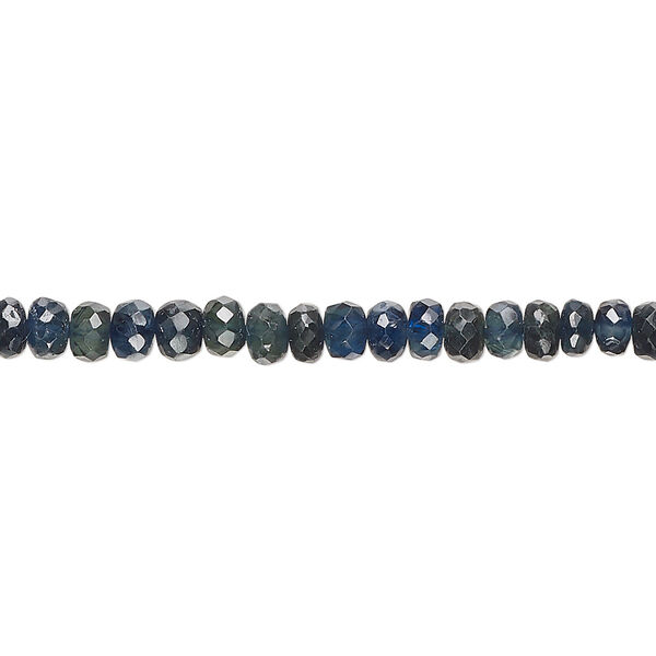 Blue-green sapphire 1pkg1, hand-cut faceted rondelle bead 14 inch 3x1mm-5x4mm image number 0