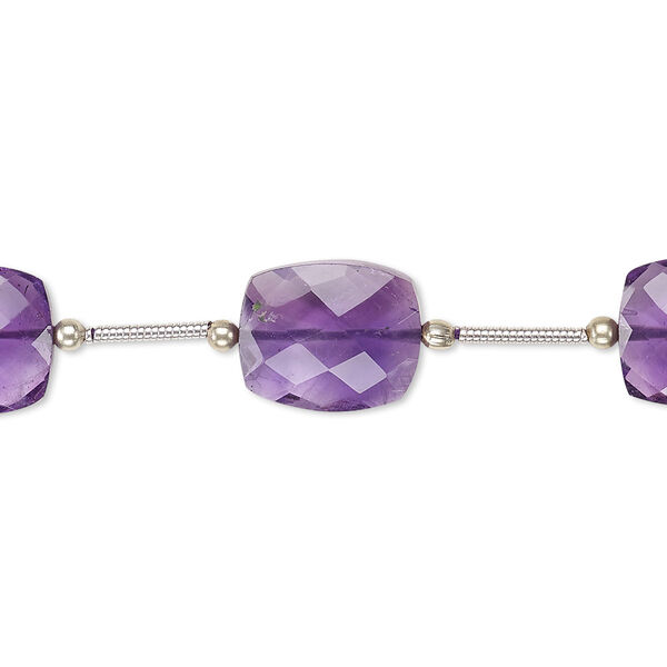 Amethyst 1pkg5, hand-cut faceted rectangle bead natural 12x10mm-14x10mm image number 0