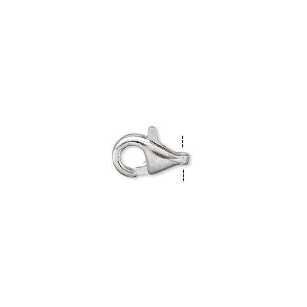 Clasp, lobster claw, silver-plated brass, 10x6mm. Sold per pkg of 100. image number 0