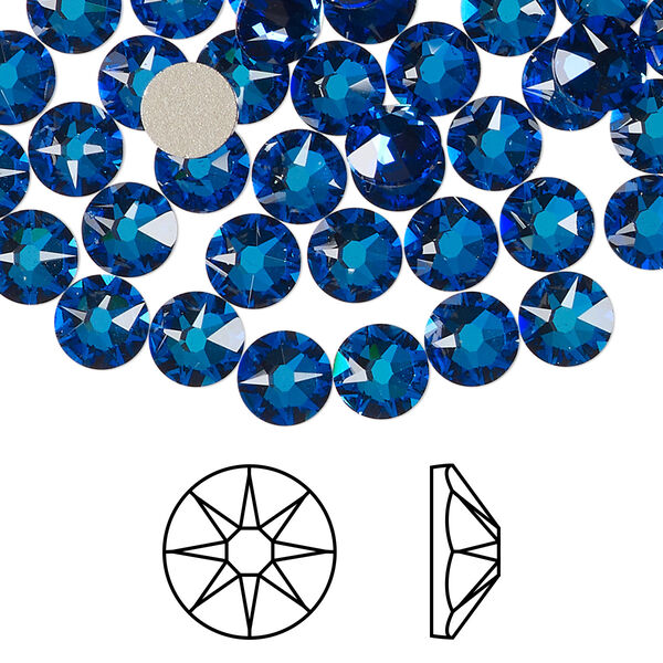 Flat back 288pk crystal Bermuda blue foil back, Swarovski® 6.32-6.5mm rose round SS30 2088 image number 0
