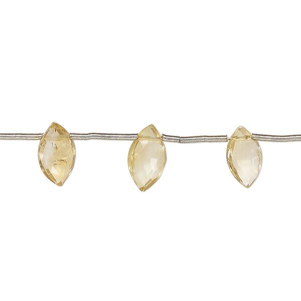 Citrine 1pkg14, hand-cut top-drilled faceted puffed marquise bead 8x5mm-12x6mm image number 0