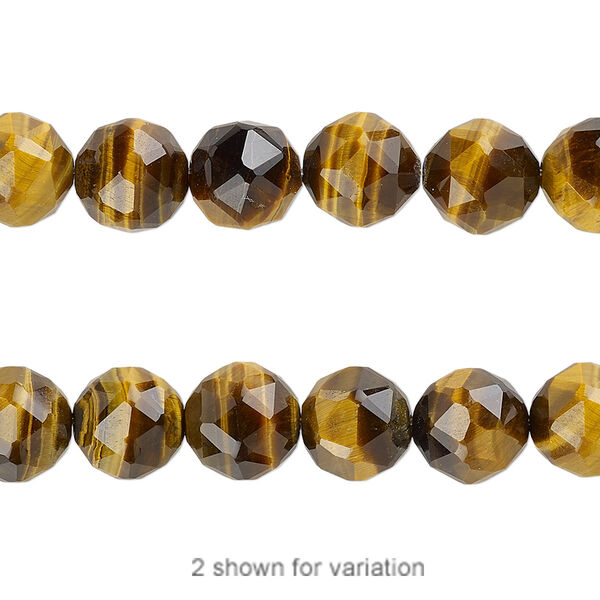Tigereye 1pkg1, rose-cut round bead natural B grade, 8 inch 8mm image number 0