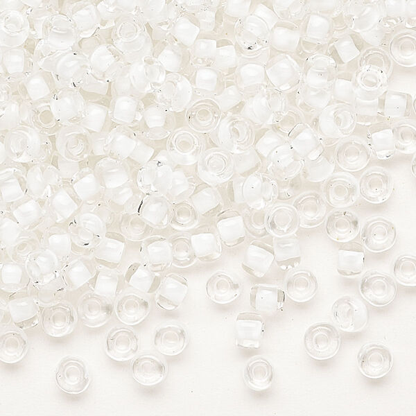 Seed bead, Dyna-Mites™, glass, translucent inside color white, #6 round. Sold per 1/2 kilogram pkg. image number 0