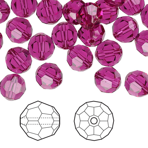 Bead 288pk fuchsia, Swarovski® 8mm round 5000 image number 0