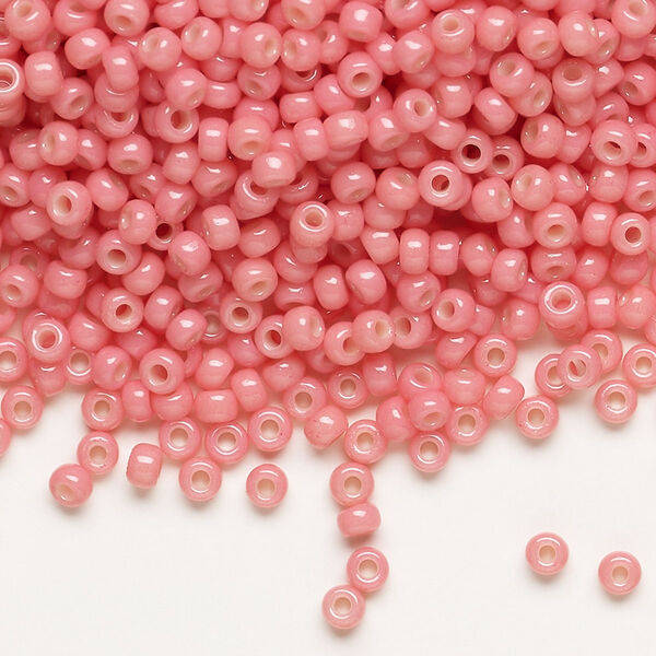 Seed bead, Miyuki, glass, pkg/50g, #8 rocaille, Duracoat® opaque outside dyed guava, (RR-4465). image number 0