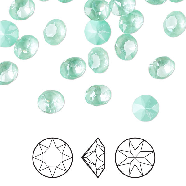 Chaton 12pk crystal soft mint ignite, Crystal Passions® 6.14 to 6.32mm round SS29 1088 image number 0
