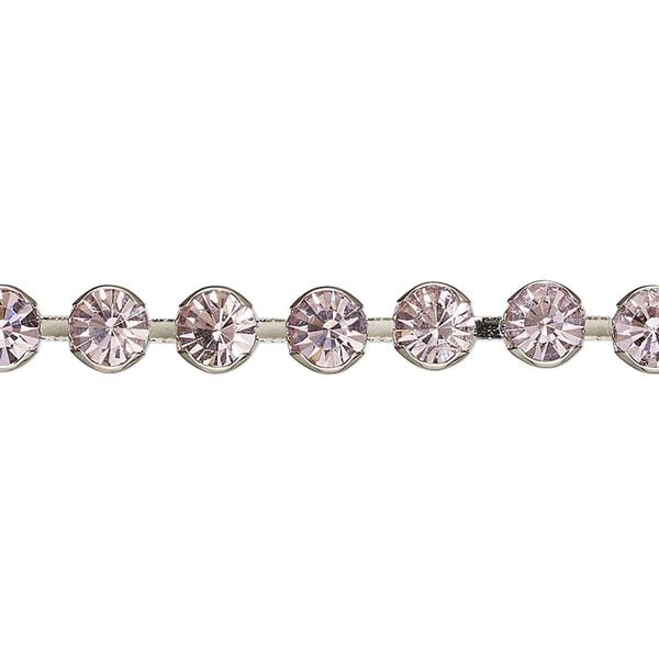 Cupchain, VINTAGE Crystal™, imitation rhodium plate brass and crystal, light amethyst, 5.8mm round. Sold per pkg of 1 meter. image number 0