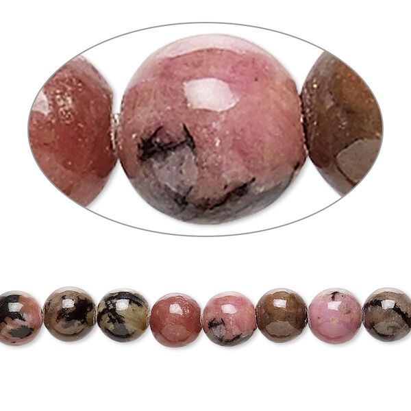 Rhodonite 1pkg1, round bead natural B grade, 15.5-16 inch 6mm image number 0